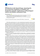 Introduction to the Special Issue: Assessing the environmental adaptation of wildlife and production animals: Applications of physiological indices and welfare assessment tools