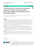 A national survey of osteopaths' conceptions of practice in France: structural validity of the Osteo-TAQfr and the tendency toward technical rationality