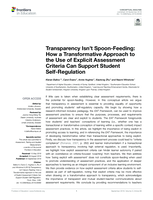 Transparency Isn't Spoon-Feeding: How a Transformative Approach to the Use of Explicit Assessment Criteria Can Support Student Self-Regulation