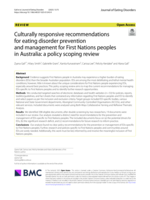 Culturally responsive recommendations for eating disorder prevention and management for First Nations peoples in Australia: a policy scoping review