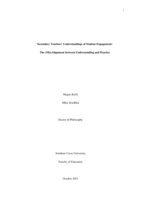 Secondary Teachers' Understandings of Student Engagement: The (Mis)Alignment between Understanding and Practice