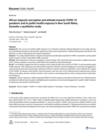 African migrants' perception and attitude towards COVID‑19 pandemic and its public health response in New South Wales, Australia: a qualitative study