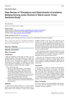 Peer Review of “Prevalence and Determinants of Academic Bullying Among Junior Doctors in Sierra Leone: Cross-Sectional Study”