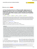 A Cross-Sectional Survey of Reasonable Adjustments of Registered Nurse Care as an Example of Person-Centred Care for People With Autism and/or Intellectual Disability in Australia
