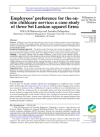 Employees' preference for the on-site childcare service: a case study of three Sri Lankan apparel firms