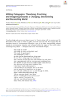 Wilding Pedagogies: Theorising, Practising and Imagining towards a Changing, Decolonising and Reconciling World