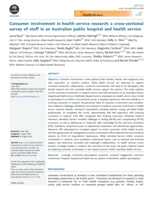 Consumer involvement in health service research: a cross-sectional survey of staff in an Australian public hospital and health service