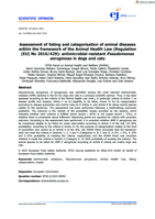Assessment of listing and categorisation of animal diseases within the framework of the Animal Health Law (Regulation (EU) No 2016/429): antimicrobial‐resistant Pseudomonas aeruginosa in dogs and cats
