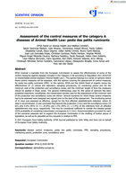 Assessment of the control measures of the category A diseases of Animal Health Law: peste des petits ruminants