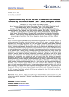 Species which may act as vectors or reservoirs of diseases covered by the Animal Health Law: Listed pathogens of fish