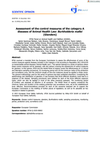 Assessment of the control measures of the category A diseases of Animal Health Law: Burkholderia mallei (Glanders)