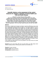 Scientific Opinion on the assessment of the control measures for category A diseases of Animal Health Law: Foot and Mouth Disease