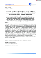 Research priorities to fill knowledge gaps in wild boar management measures that could improve the control of African swine fever in wild boar populations