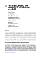 Philosophy, theory, and pedagogy of Technologies education