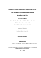 Historical Antecedents and Major Influences That Shaped Teacher Accreditation in New South Wales