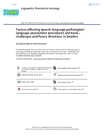 Factors affecting speech-language pathologists' language assessment procedures and tools - challenges and future directions in Sweden