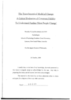  Transtheoretical model of change: A critical eveluation of construct validity to understand further 'how people change'
