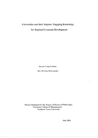 Universities and their Regions: Engaging Knowledge for Regional Economic Development