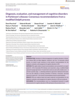 Diagnosis, evaluation, and management of cognitive disorders in Parkinson's disease: Consensus recommendations from a modified Delphi process