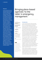 Bringing place-based agencies ‘to the table’ in emergency management