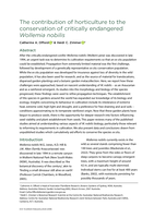 The contribution of horticulture to the conservation of critically endangered Wollemia nobilis