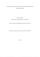 A multivariate study of work commitment and its relationships within Australian manufacturing settings
