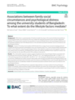 Associations between family social circumstances and psychological distress among the university students of Bangladesh: To what extent do the lifestyle factors mediate?