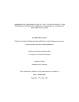 A hermeneutic phenomenological study of the maternal lived experience of receiving a prenatal diagnosis of agenesis of the corpus collosum