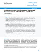 Empowering Women Through Knowledge: A Systematic Review of Literature on Menstrual and Reproductive Health Literacy