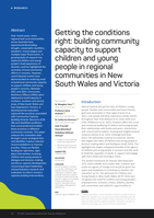 Getting the conditions right: building community capacity to support children and young people in regional communities in New South Wales and Victoria