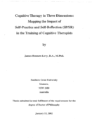 Cognitive therapy in three dimensions : mapping the impact of self-practice and self-reflection (SP/SR) in the training of cognitive therapists