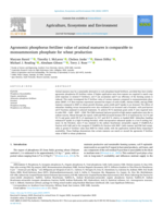 Agronomic phosphorus fertiliser value of animal manures is comparable to monoammonium phosphate for wheat production
