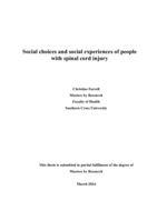 Social choices and social experiences of people with tetriplegic spinal cord injury