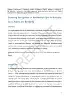 Fostering Recognition in Residential Care in Australia: Love, Rights, and Solidarity