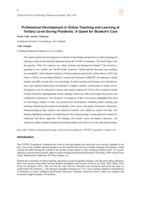 Professional Development in Online Teaching and Learning at Tertiary Level During Pandemic: A Quest for Student's Care