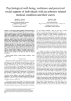 Psychological well-being, resilience and perceived social support of individuals with an asbestos-related medical condition and their carers