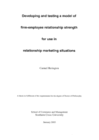 Developing and testing a model of firm-employee relationship strength for use in relationship marketing situations