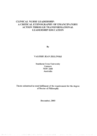 Clinical nurse leadership: a critical ethnography of emancipatory action through transformational leadership education