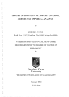  Effects of strategic alliances: concepts, models and empirical analysis