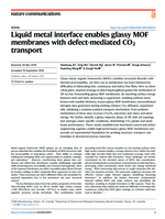 Liquid metal interface enables glassy MOF membranes with defect-mediated CO₂ transport