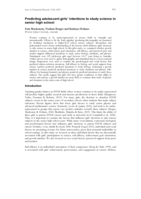 Predicting adolescent girls' intentions to study science in senior high school