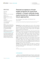 Parental acceptance of brain health programs for preschool children: a mixed-methods study exploring barriers, facilitators and future approaches