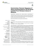 Commentary: Genome Sequence of Vibrio parahaemolyticus VP152 Strain Isolated From Penaeus indicus in Malaysia