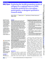 Exploring the health promotion needs of refugees in a regional town in NSW, Australia: protocol for a two-phase participatory co-designed qualitative research study