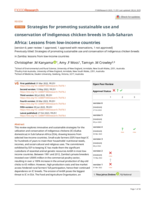 Strategies for promoting sustainable use and conservation of indigenous chicken breeds in Sub-Saharan Africa: Lessons from low-income countries [version 6; peer review: 1 approved, 1 approved with reservations, 1 not approved]