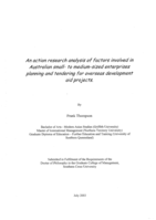 An action research analysis of factors involved in Australian small- to medium-sized enterprises planning and tendering for overseas development aid projects