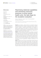 Maximising relational capabilities and minimising restrictive practices in acute mental health units: the Safe Steps for De-escalation evaluation
