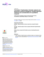 Correction: Frankenstein, thematic analysis and generative artificial intelligence: Quality appraisal methods and considerations for qualitative research