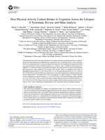 How Physical Activity Context Relates to Cognition Across the Lifespan: A Systematic Review and Meta-Analysis