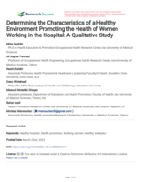 Determining the Characteristics of a Healthy Environment Promoting the Health of Women Working in the Hospital: A Qualitative Study